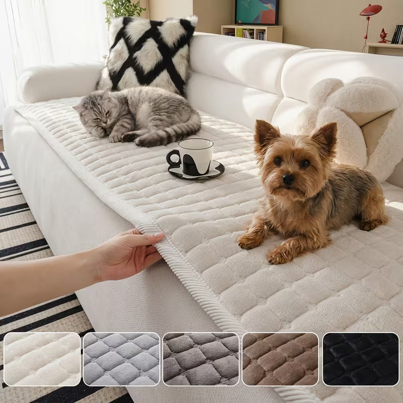 Thick Quilted Flannel Sofa Cover