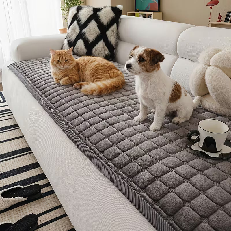 Thick Quilted Flannel Sofa Cover