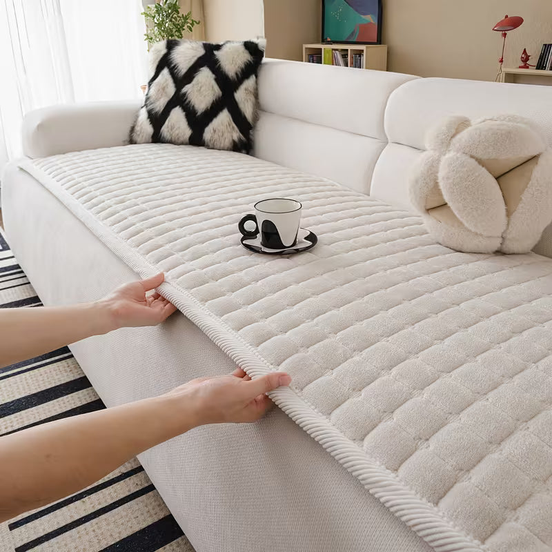 Thick Quilted Flannel Sofa Cover