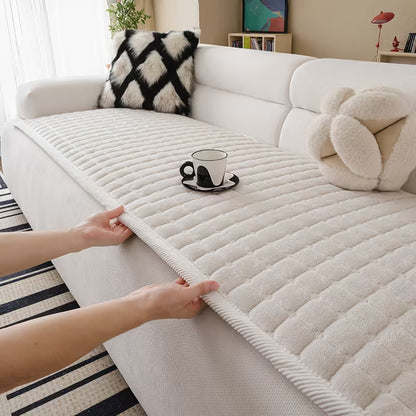 Thick Quilted Flannel Sofa Cover